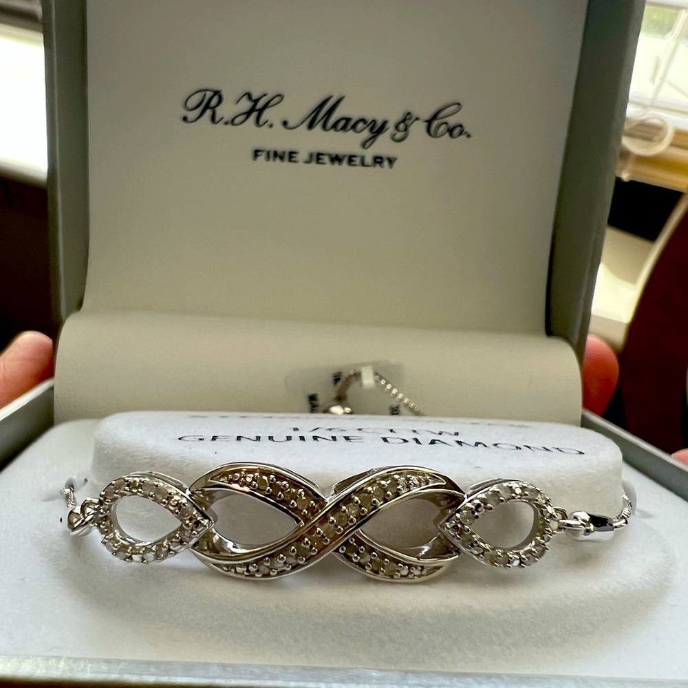Infinity bracelet Valentine’s sterling silver genuine diamonds